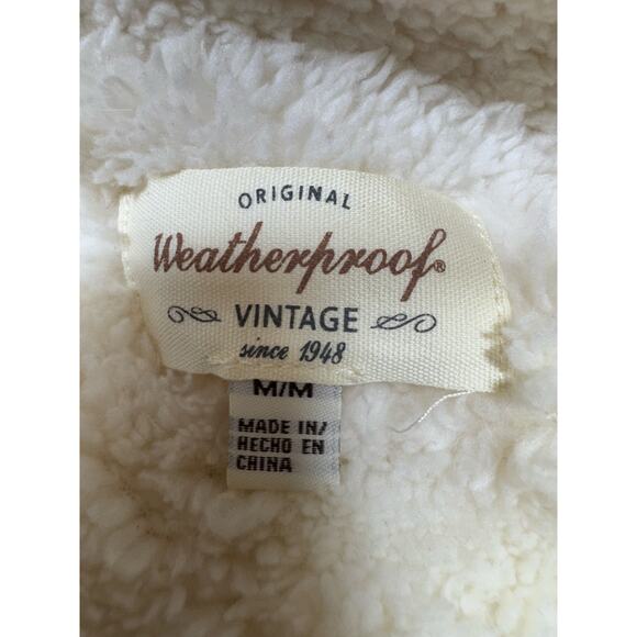 Vtg Original Weatherproof Sherpa Vest Women’s Sz Medium White Cozy Core Hooded - Picture 2 of 12